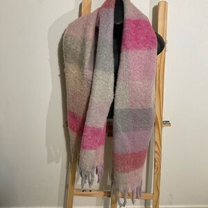 Soft Checked Tassel scarf pink one size